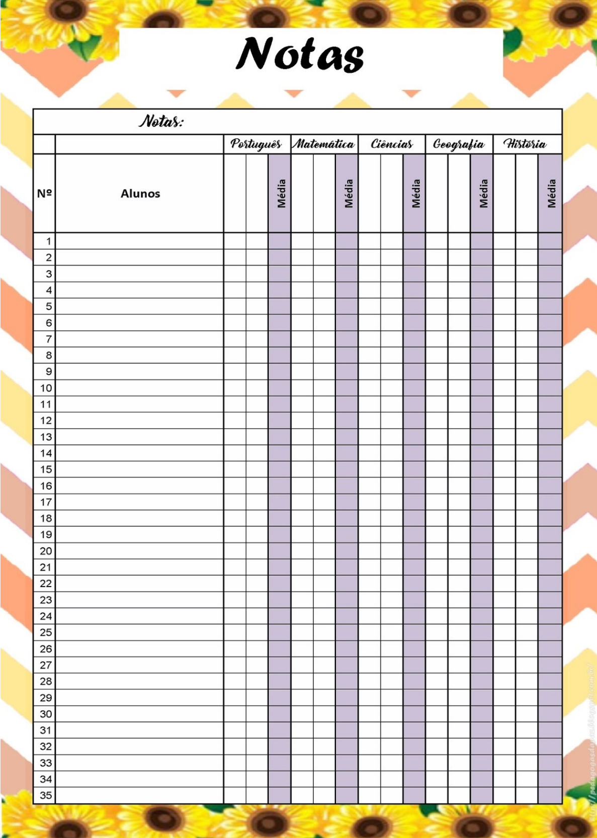 planilha de notas bimestrais para imprimir
