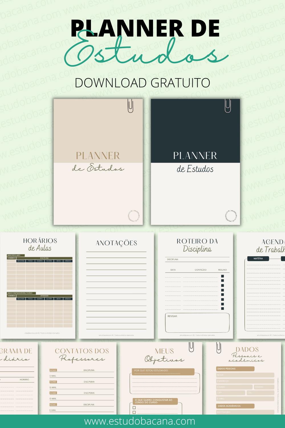 planner de estudos pdf editável