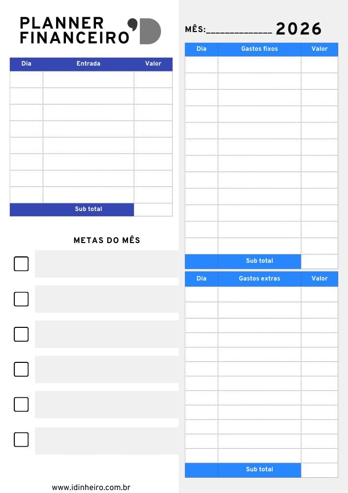 planner financeiro para autônomos imprimir