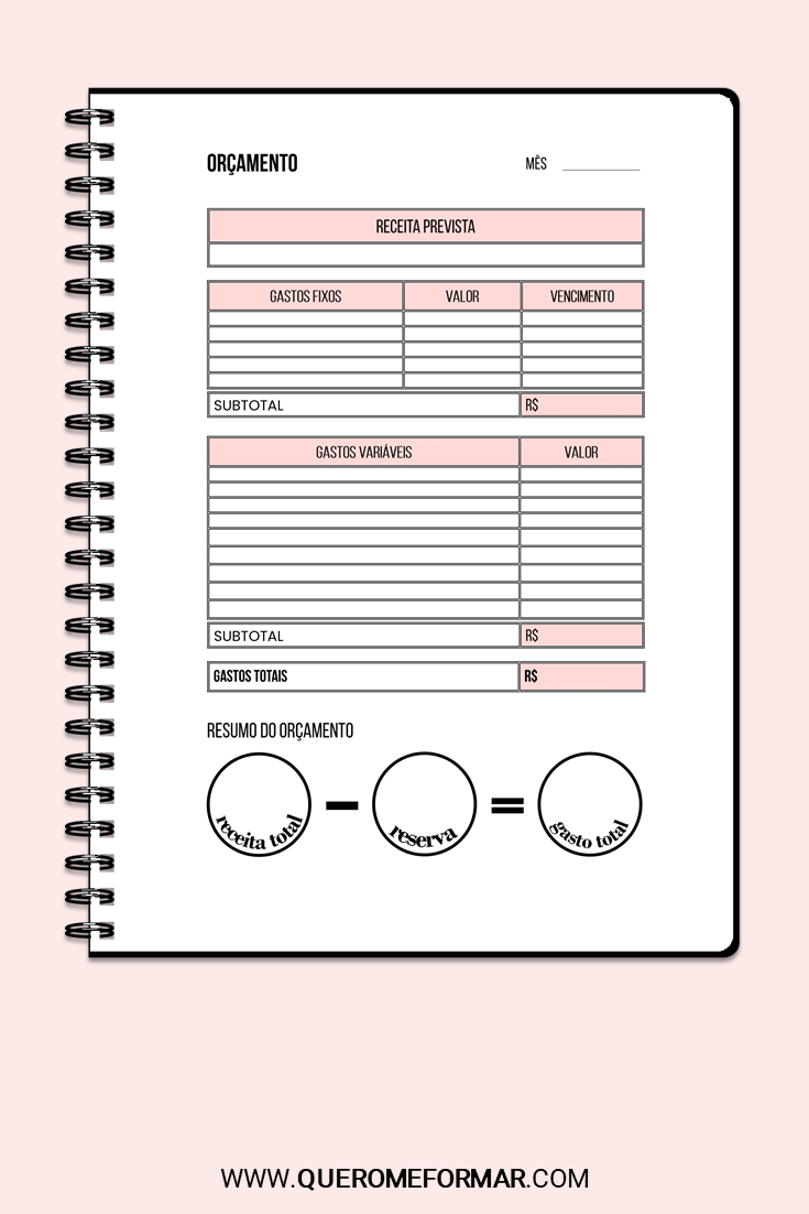 planner de gastos mensais para imprimir
