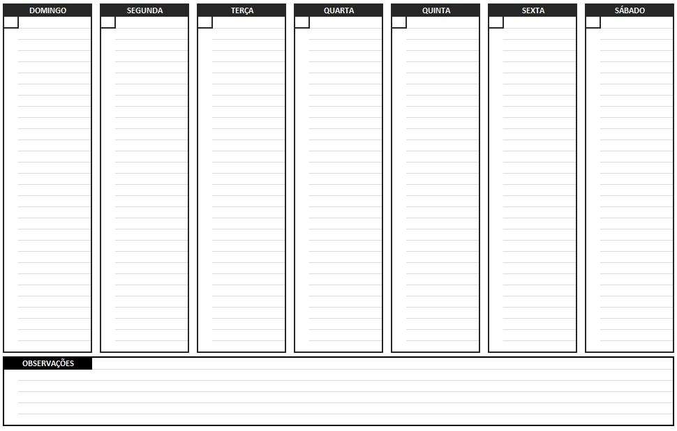 agenda semanal para imprimir