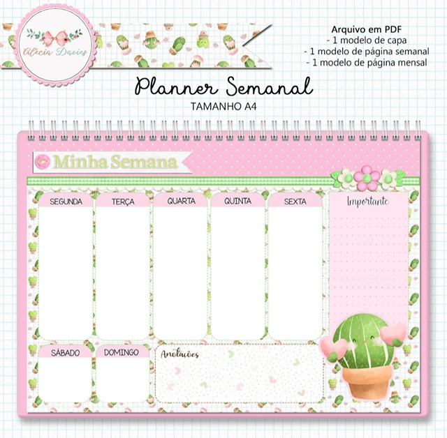 agenda semanal para imprimir