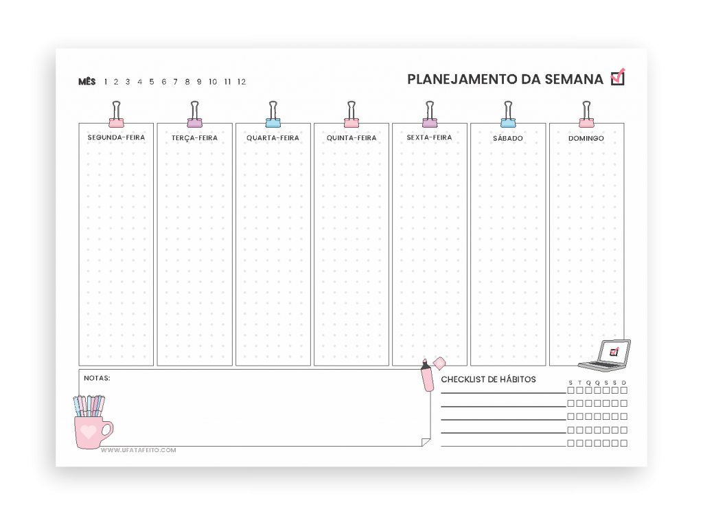 planner semanal editável pdf
