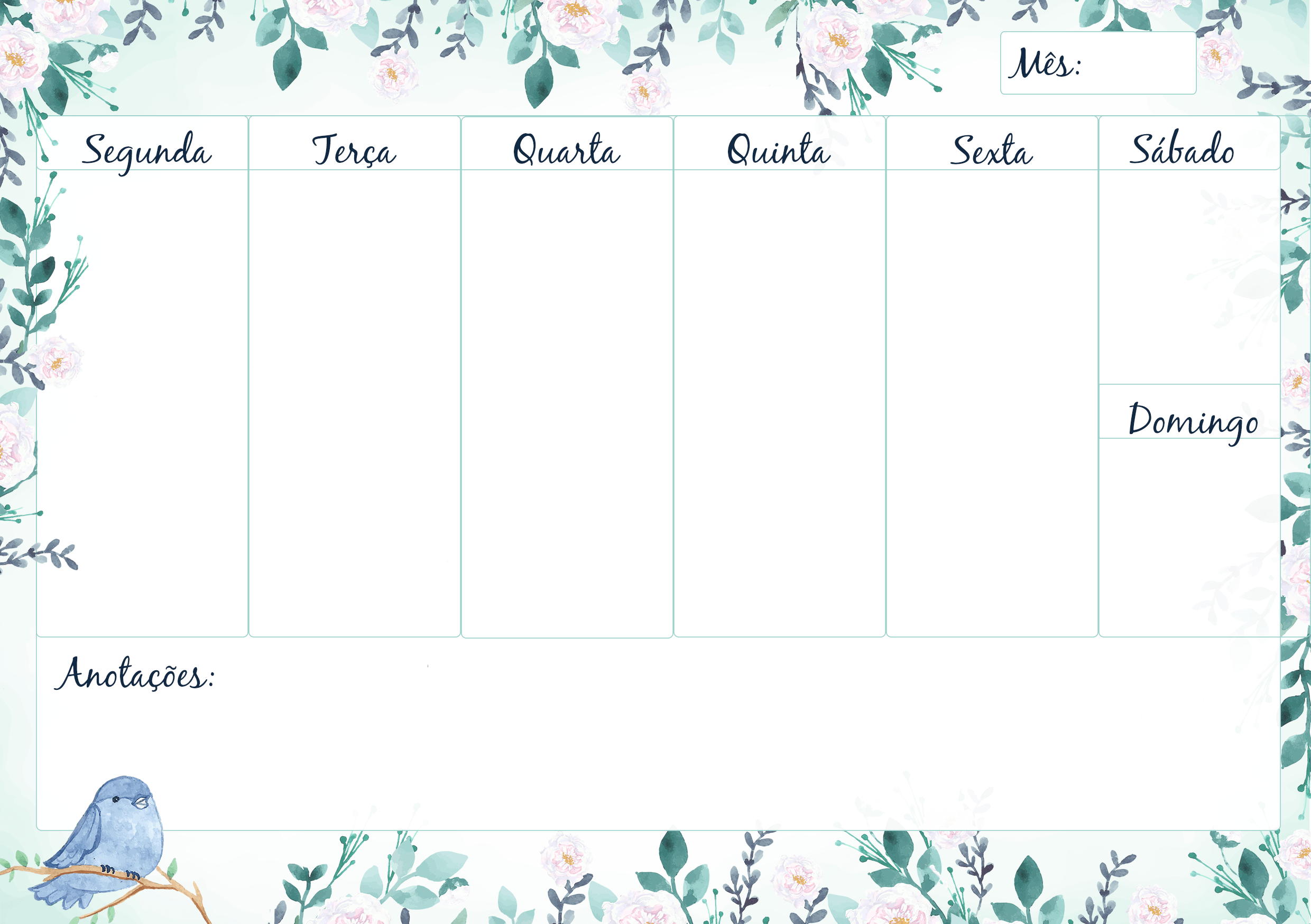 planner semanal minimalista para imprimir