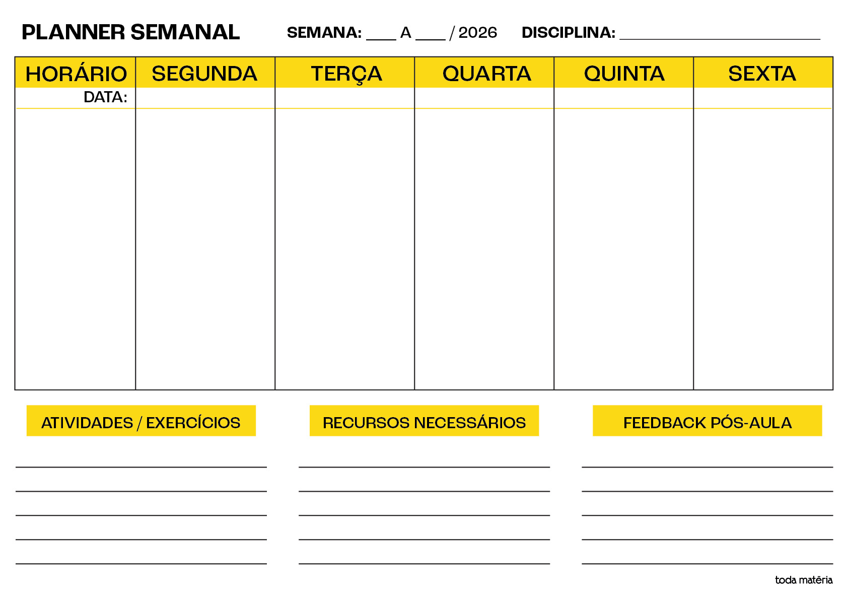 planner semanal para estudantes