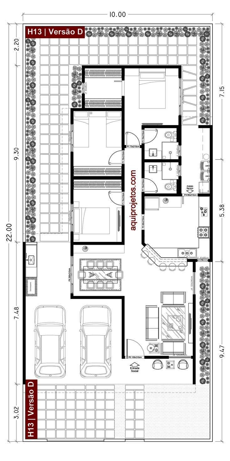 planta baixa 3 quartos 150m2