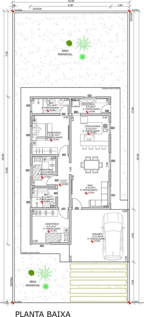 planta baixa 3 quartos com varanda
