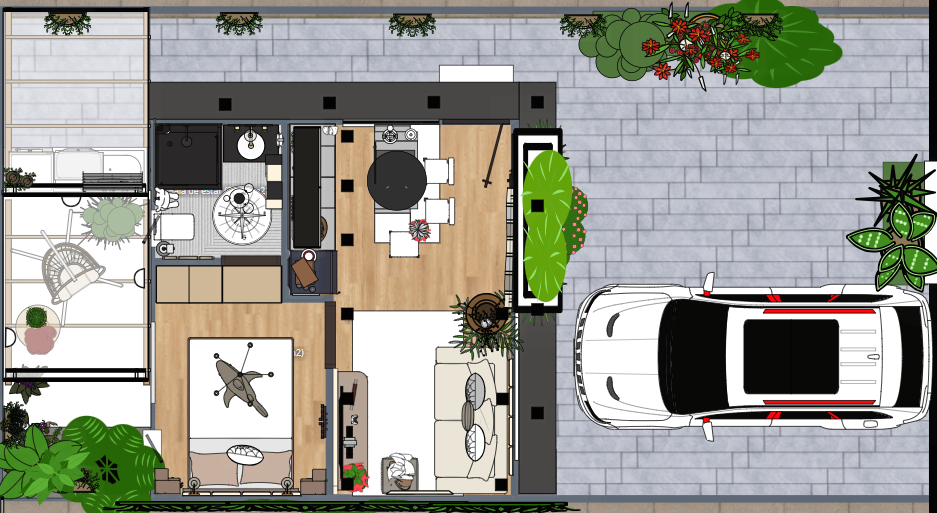 casa térrea com 2 quartos e garagem