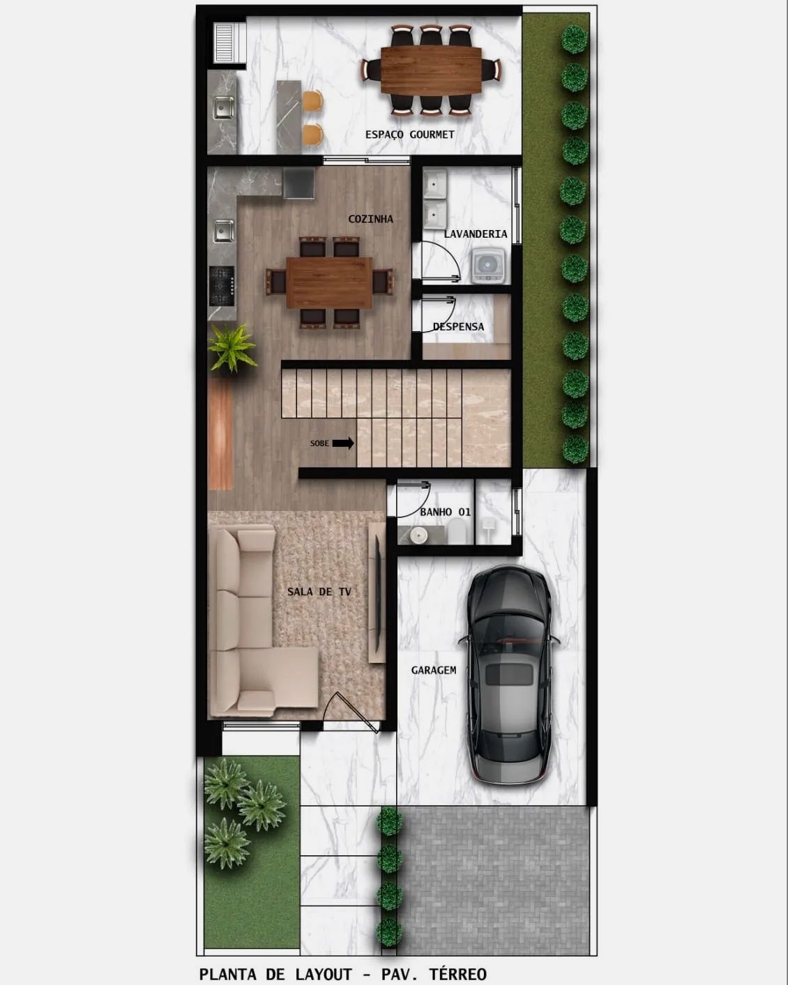 projeto de sobrado com garagem subterrânea