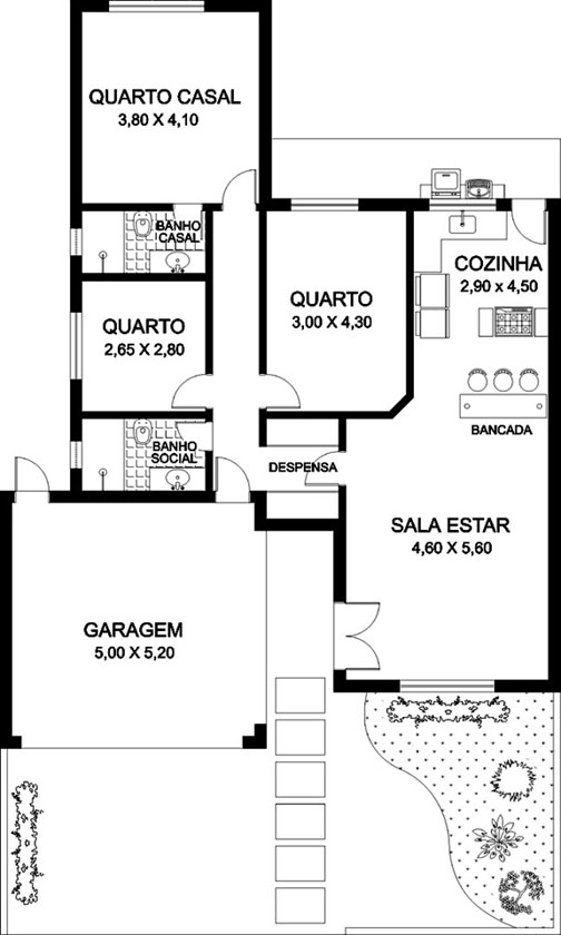 casa com garagem para 3 carros