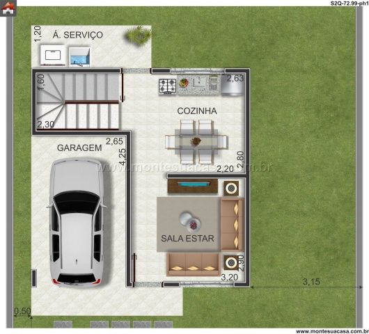 projeto de casa com garagem e piscina