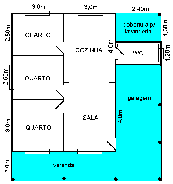 Planta de casa 3 quartos econômica