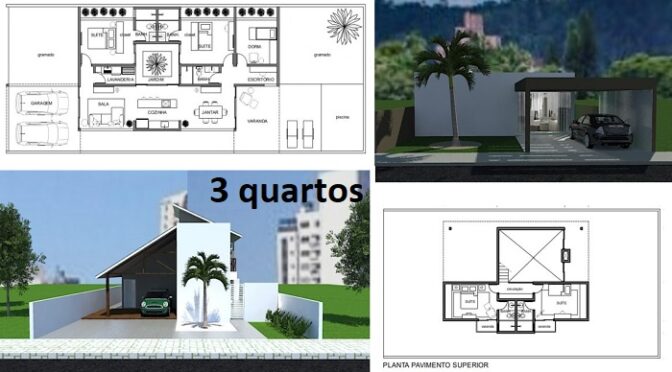 Ideias de layout casa 3 quartos