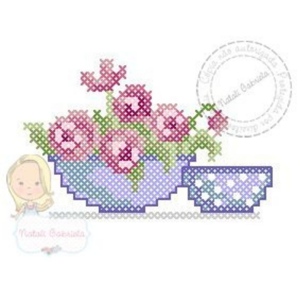 gráfico ponto cruz flores pequenas delicadas