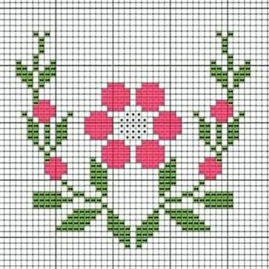 gráfico ponto cruz flores pequenas delicadas