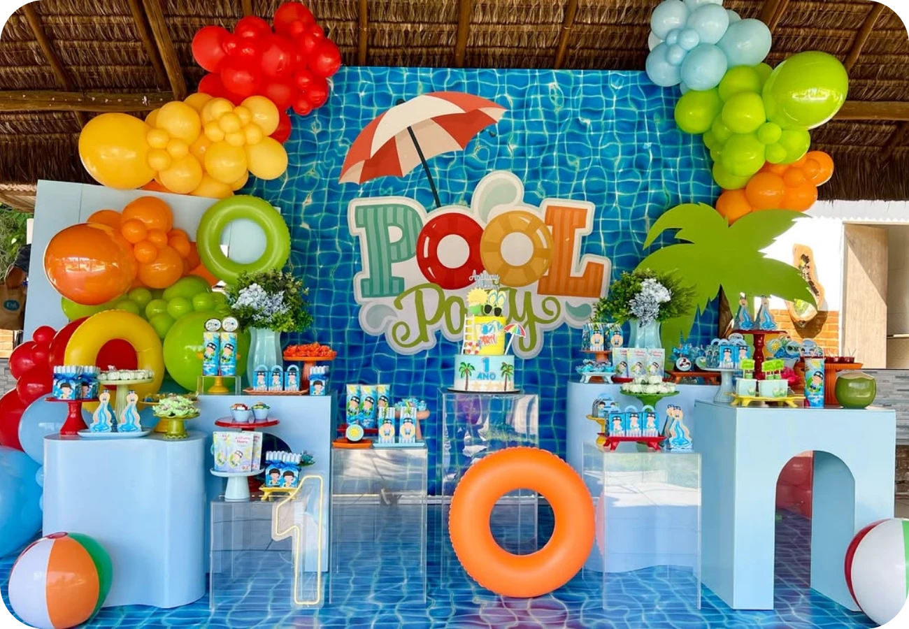 decoração pool party infantil tema sereia