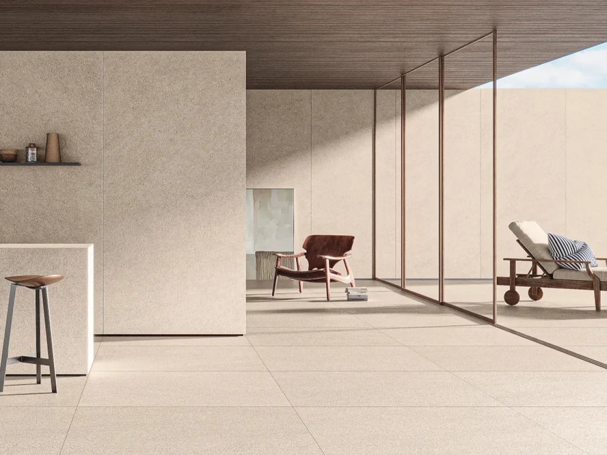 porcelanato bege escuro polido