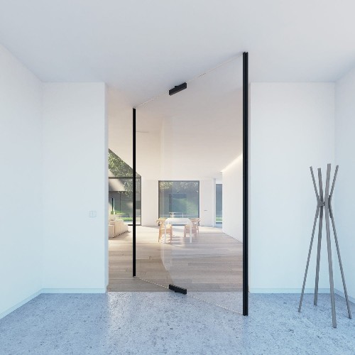 porta pivotante de vidro