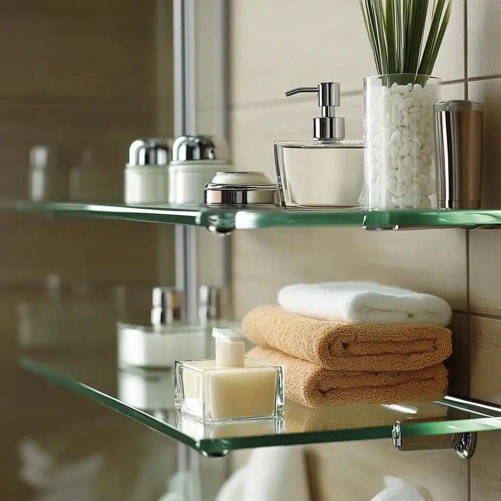prateleira de vidro para banheiro