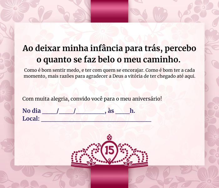 5 ideias de títulos:
1. Presentes de 15 anos: Guia Completo para Não Errar na Escolha
2. Tecnologia para Debutantes: Os Gadgets Mais Desejados de 15 Anos
3. Joias Clássicas vs. Experiências Inesquecíveis: Qual o Melhor Presente de 15 Anos?
4. Beleza e Autocuidado: Presentes que Celebram a Transição para a Juventude
5. Criatividade e Memórias: Ideias de Presentes de 15 Anos que Vão Além do Material