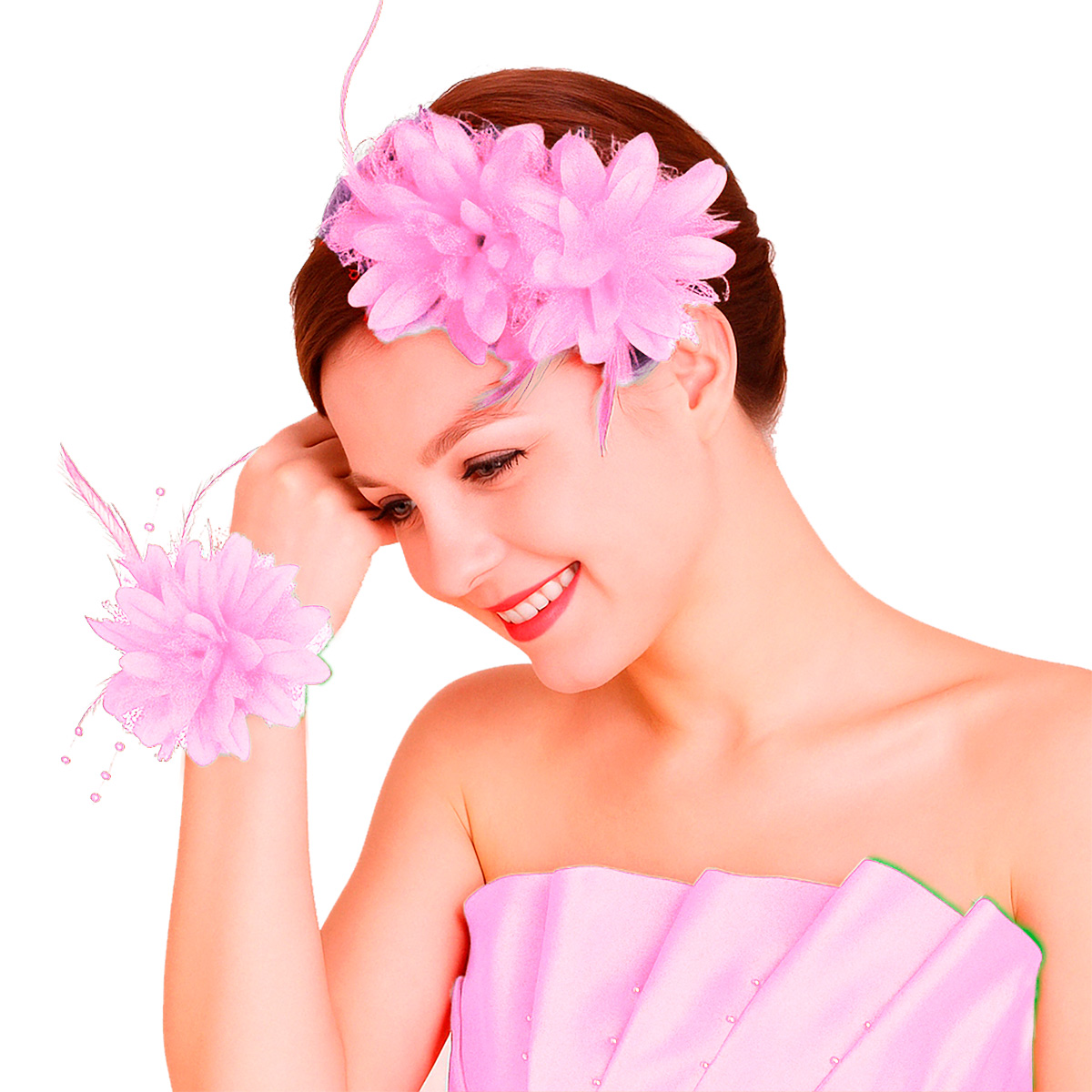 presilha de flor rosa
