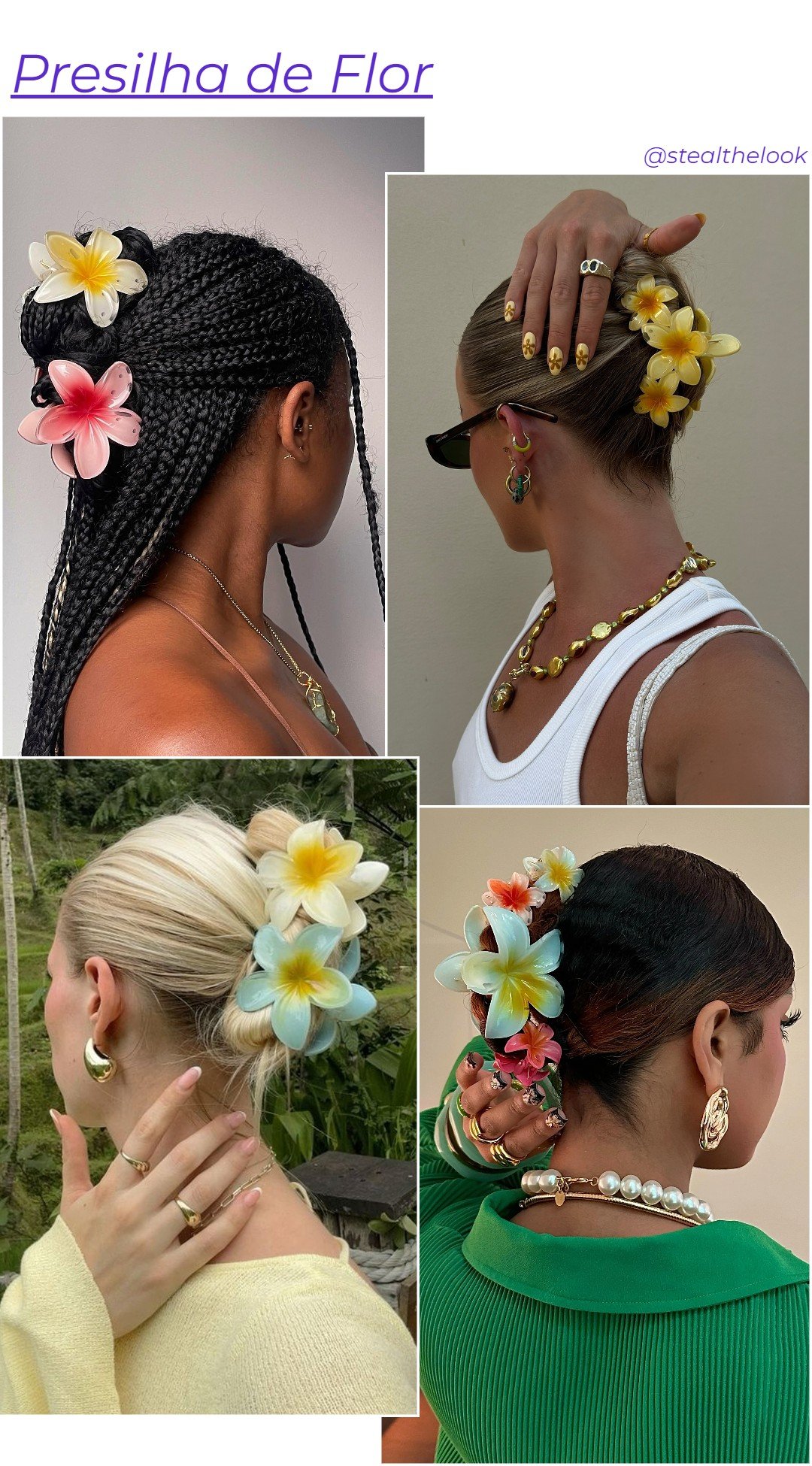 presilha de flor branca