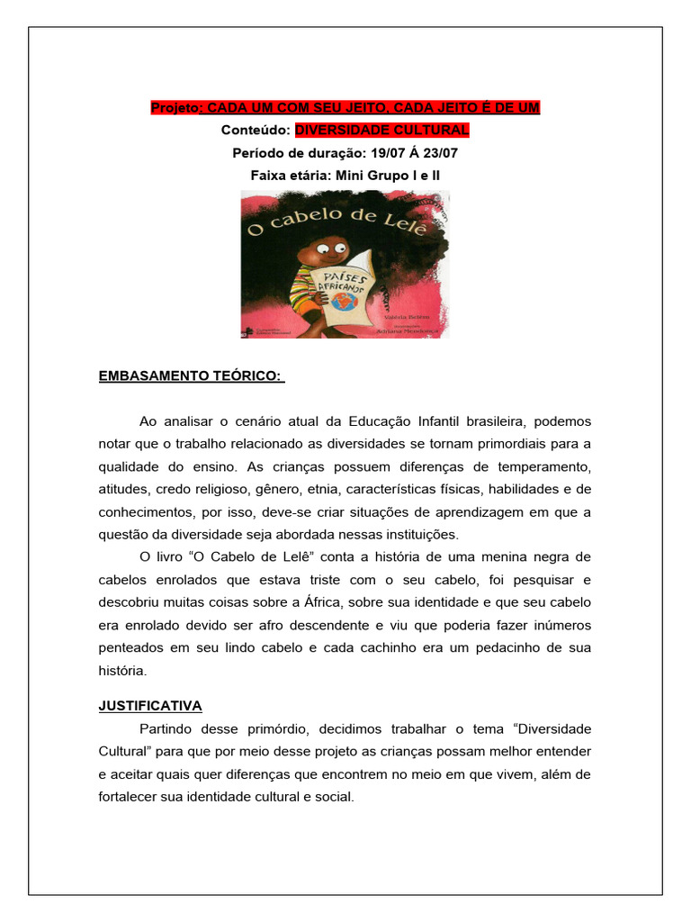 projeto cabelo de lele ou outros livros sobre identidade