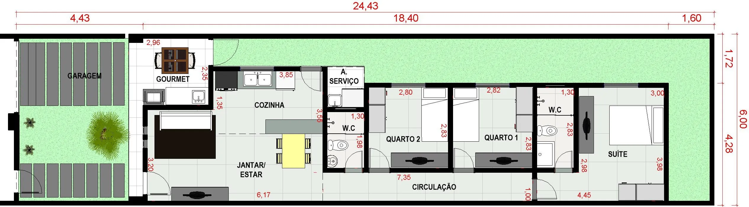casa 3 quartos térrea