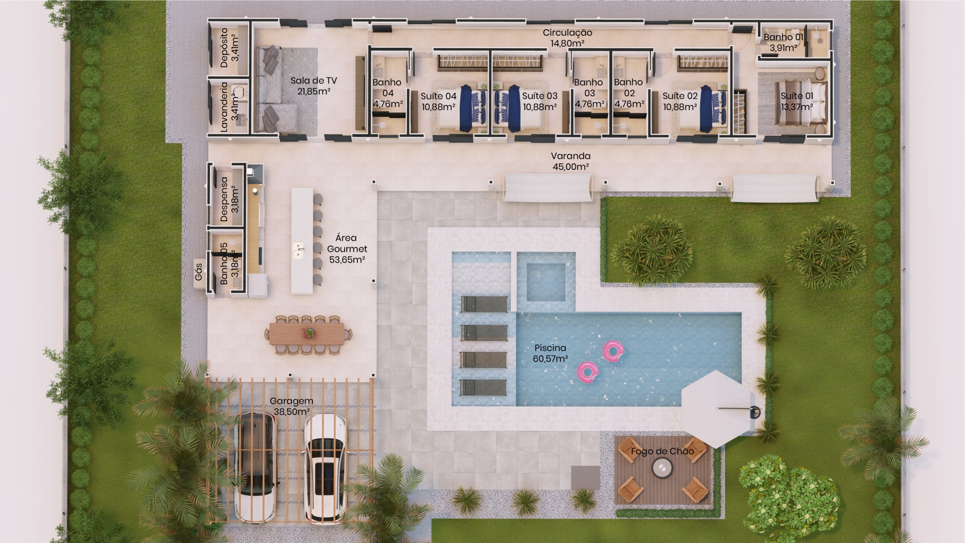 casa de campo com piscina e área gourmet pequena