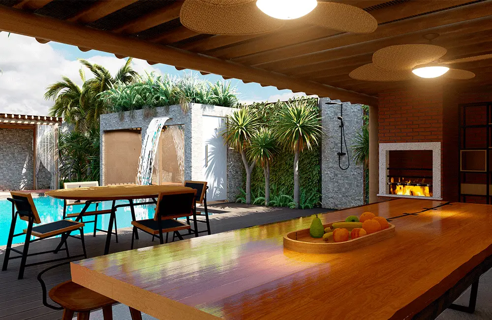 projeto sítio moderno com piscina