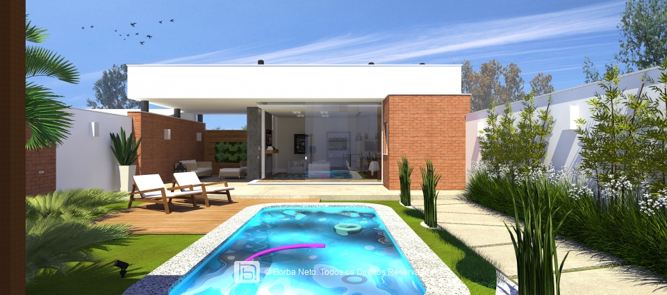 planta em L para sítio com lazer