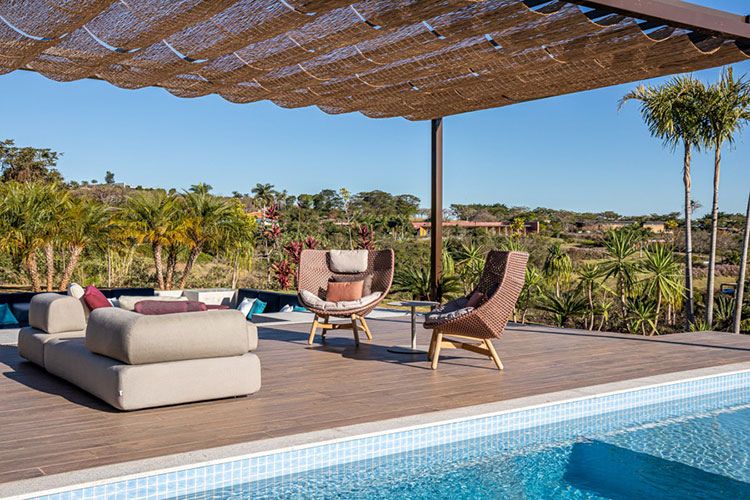 ideias decoração área gourmet com piscina