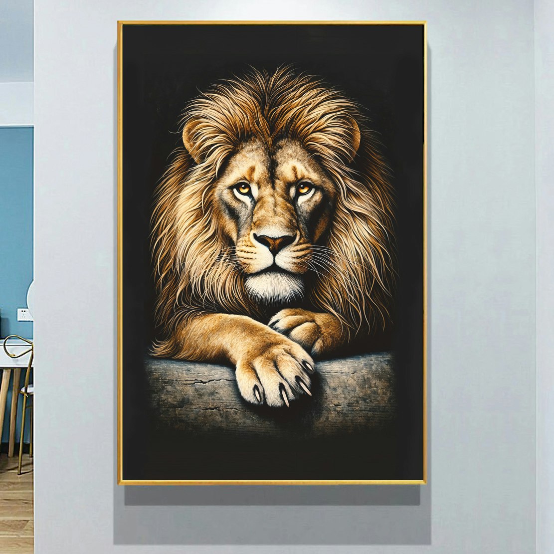 quadro leao abstrato