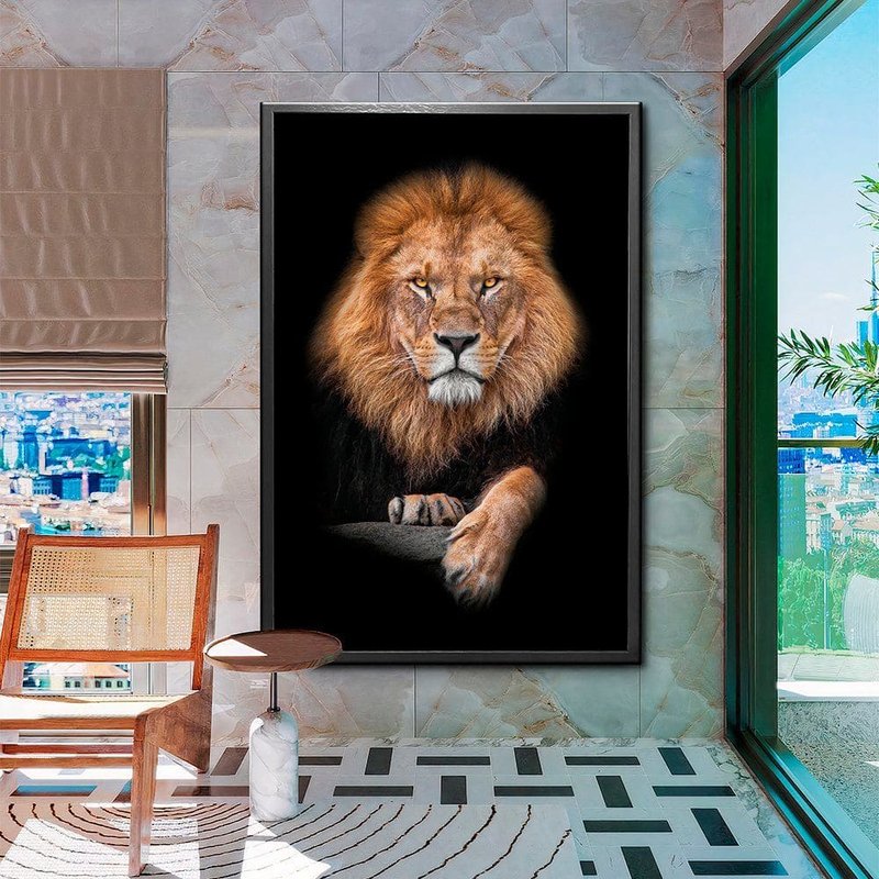 quadro leao minimalista