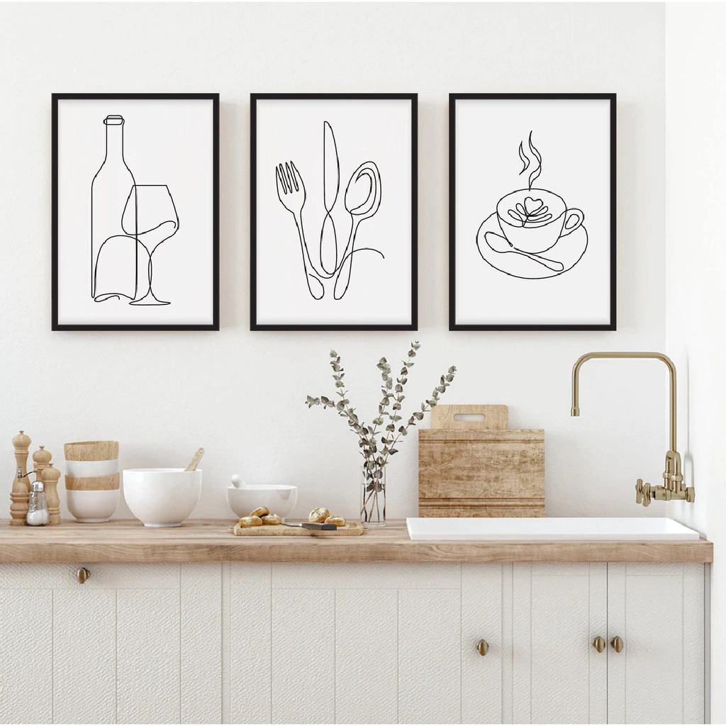 quadro decorativo cozinha com moldura preta