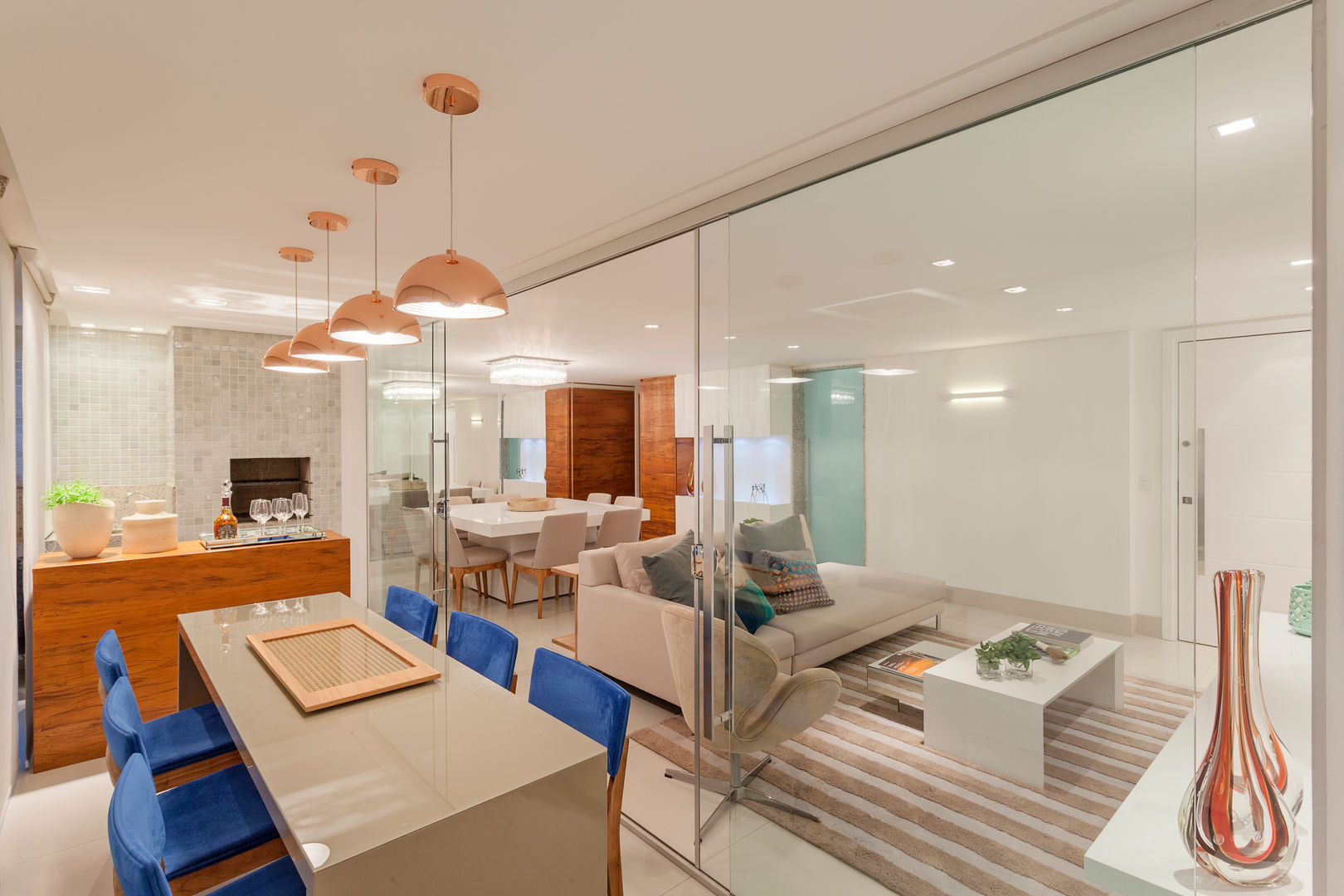 ideias decoração apartamento rose gold