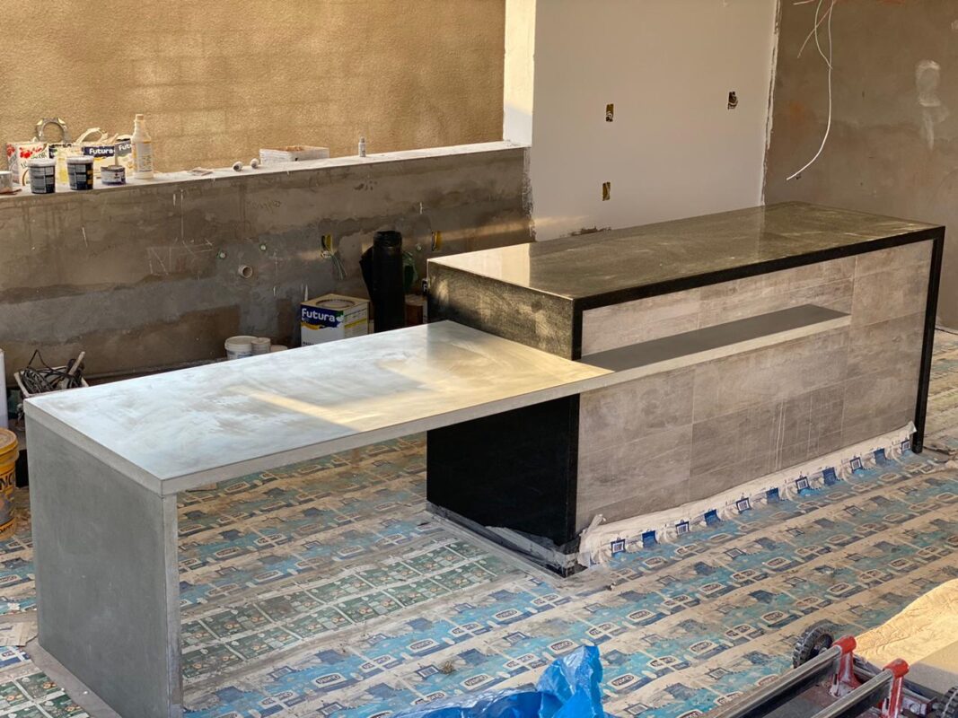 ideias bancada concreto aparente cozinha moderna