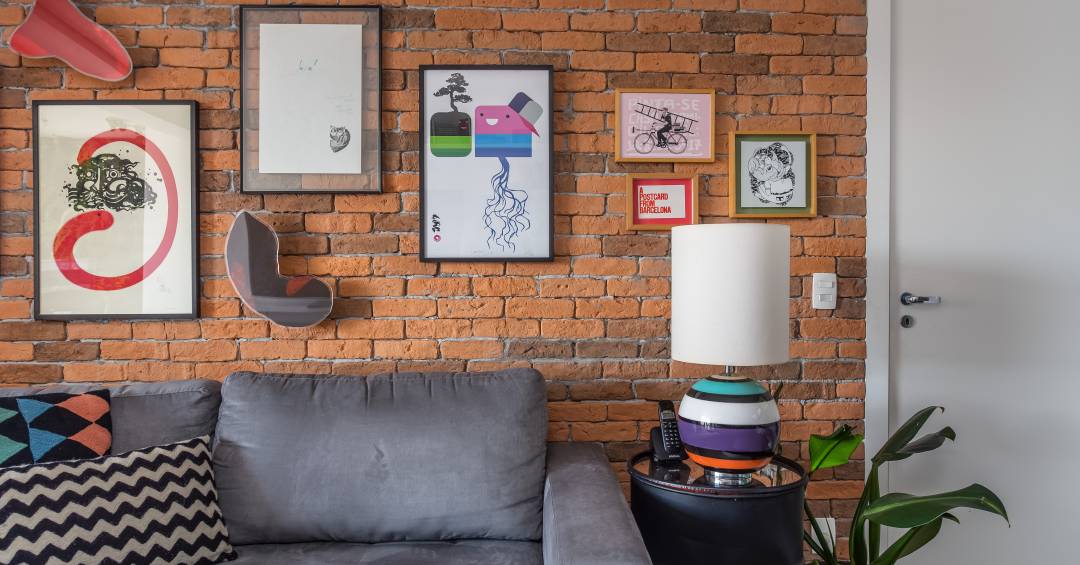 ideias parede tijolinho aparente sala pequena