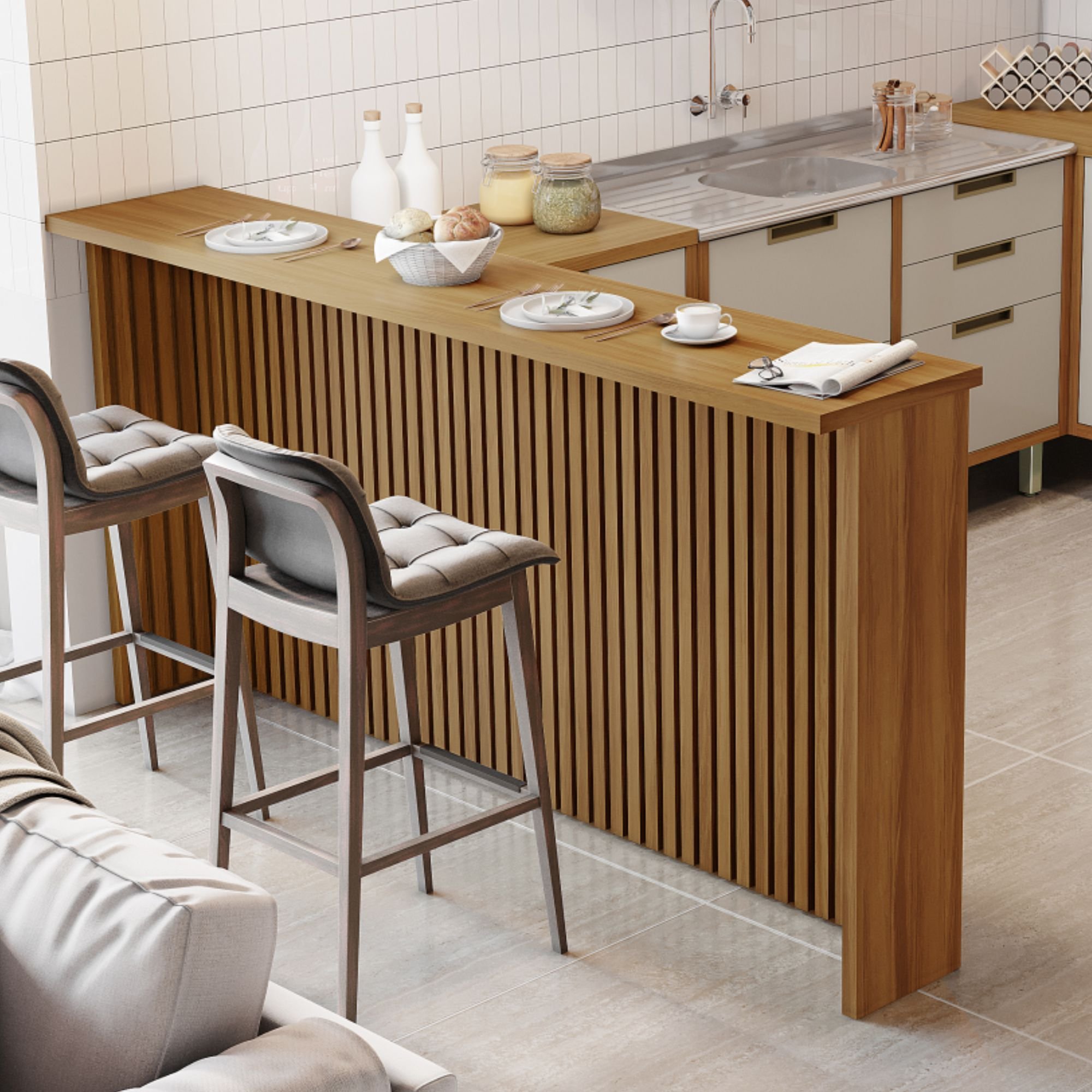 quanto custa painel ripado cozinha pequena