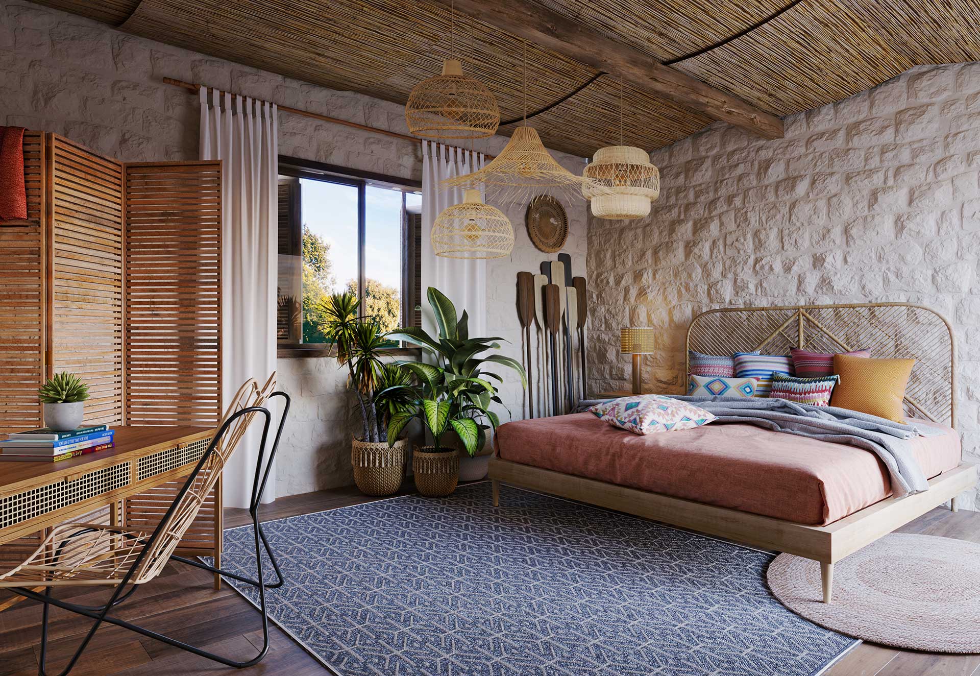quarto casal boho minimalista