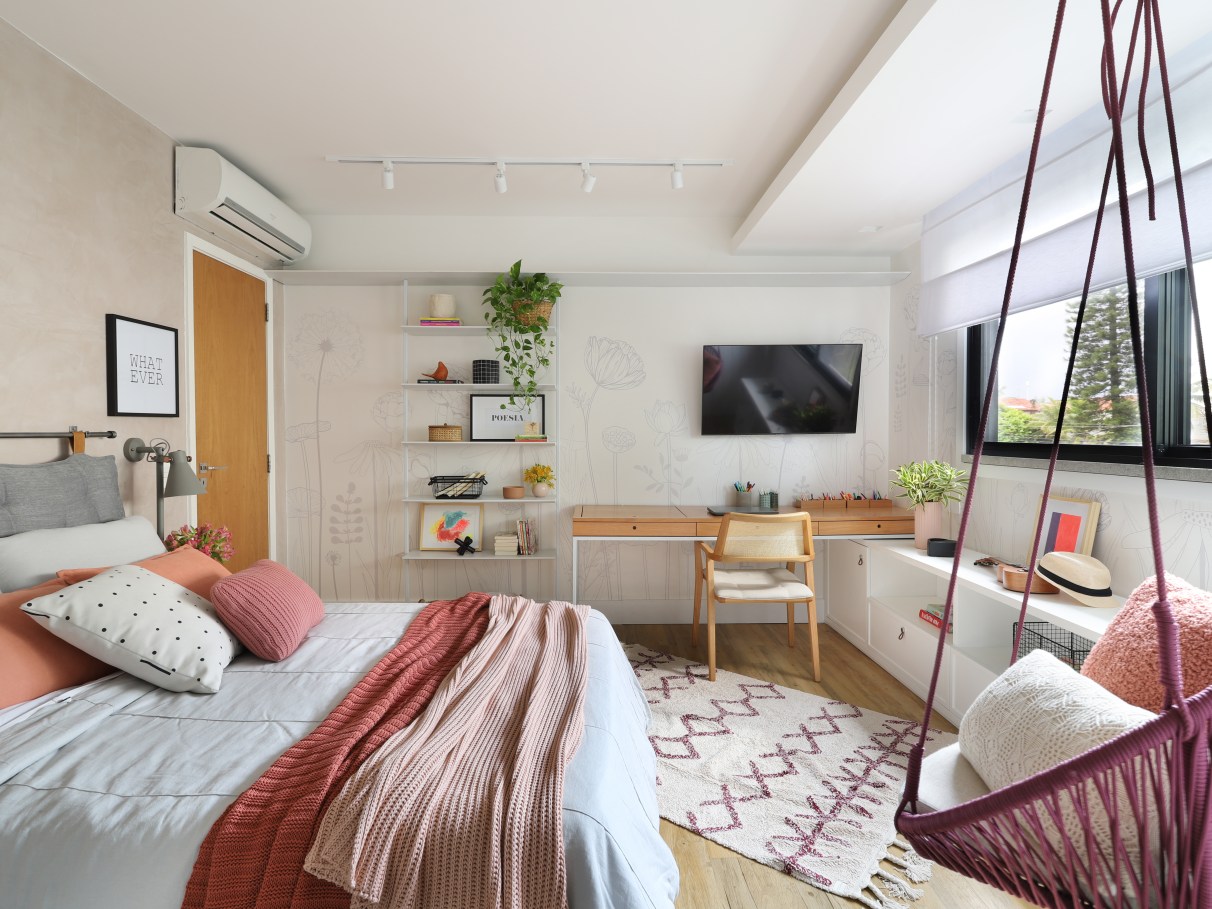 quarto casal boho com palha