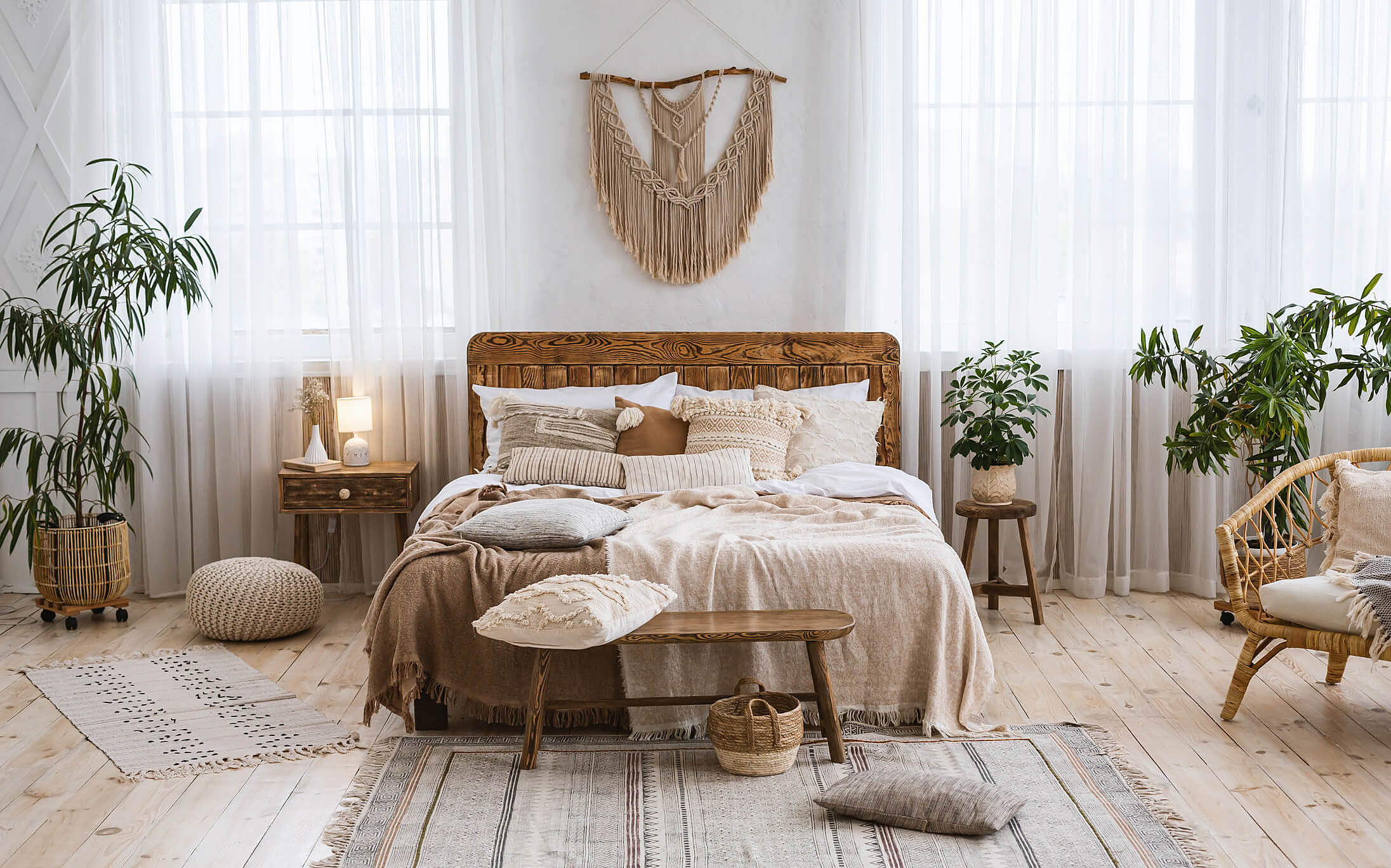 quarto casal boho pequeno