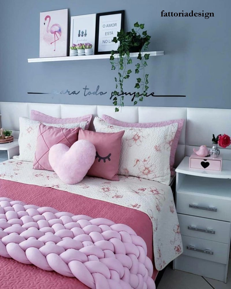 quarto cinza e rosa