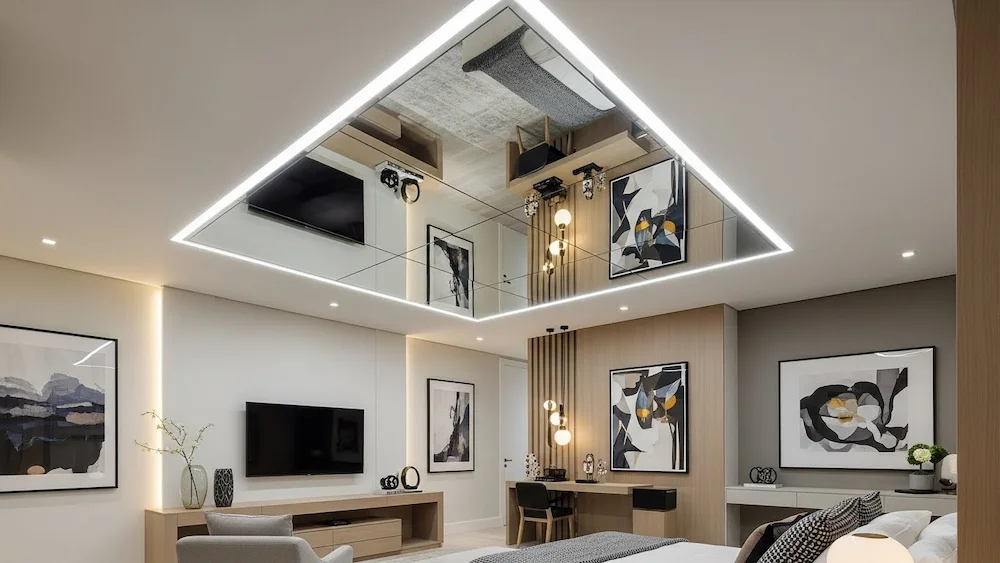 quarto com espelho no teto