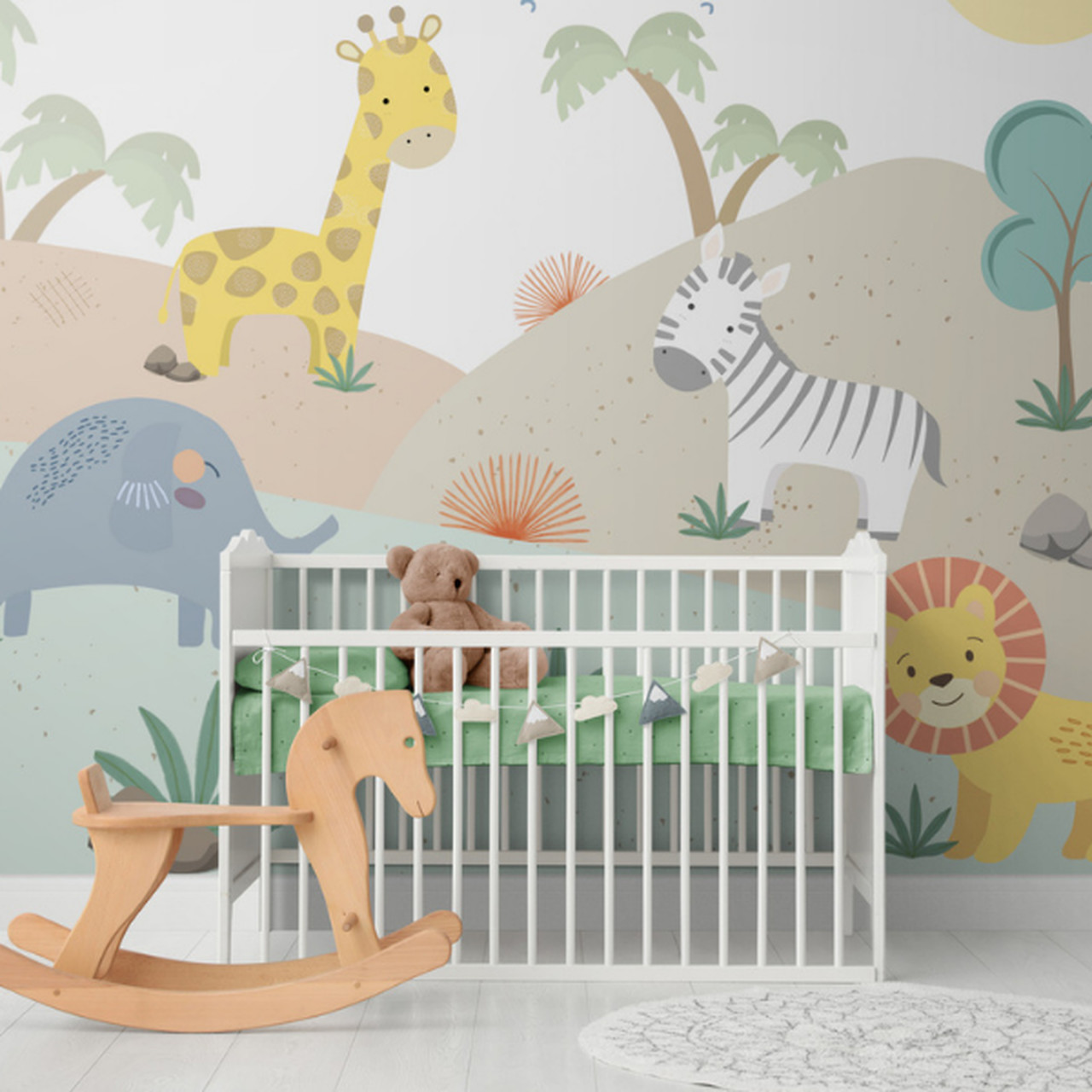 papel de parede safari para quarto de bebê