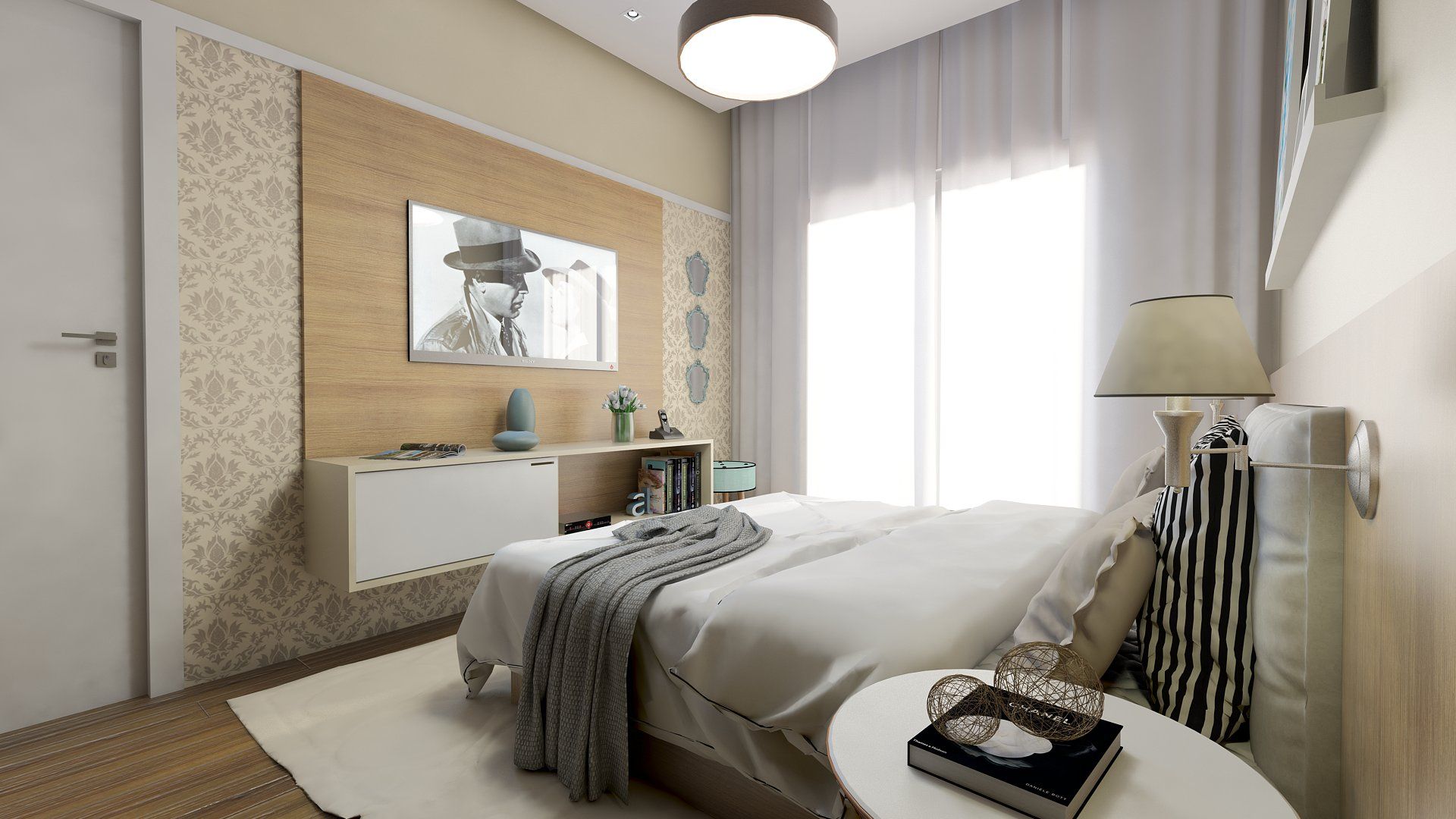 quartos de casal modernos com decoração clean
