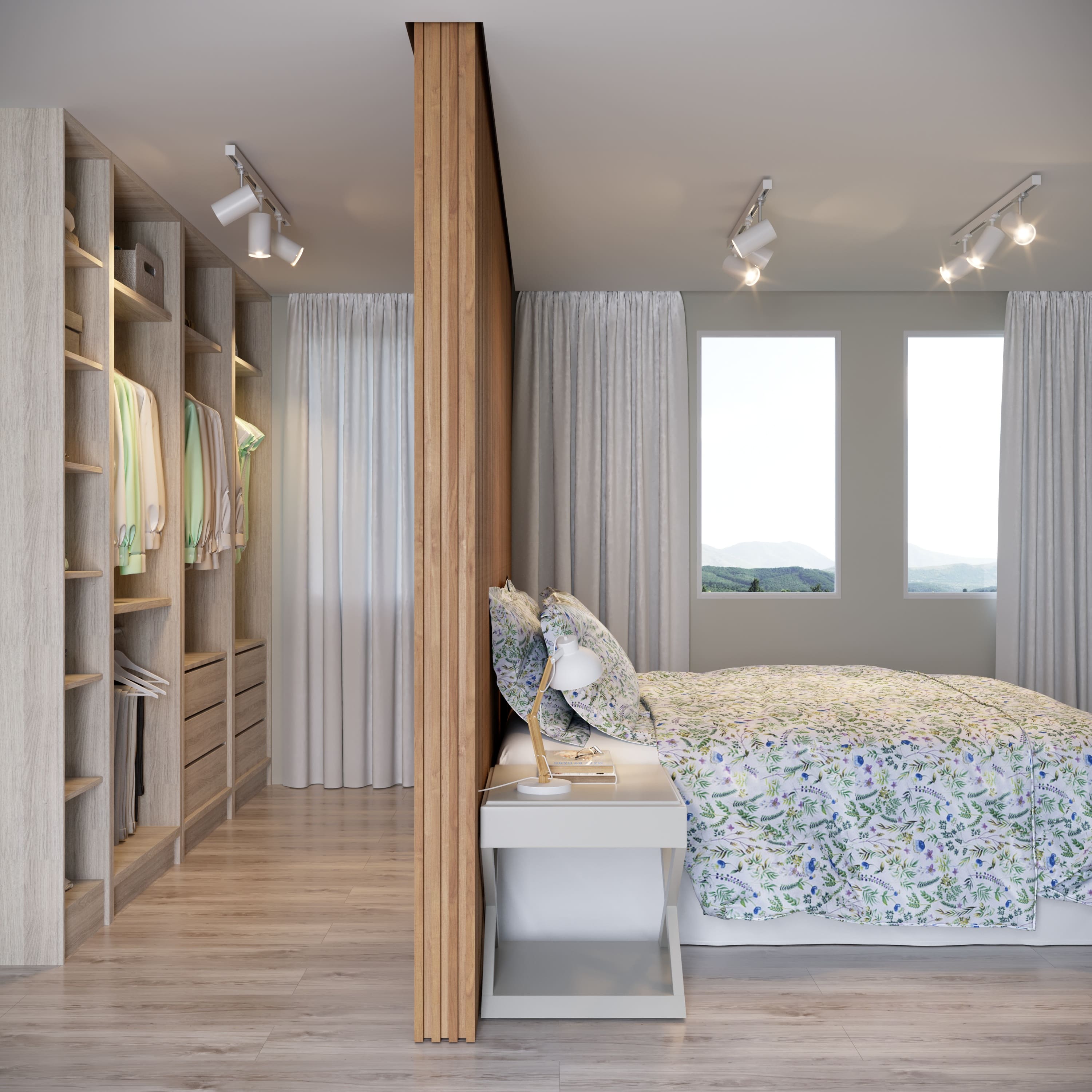 quartos de casal modernos com cores neutras
