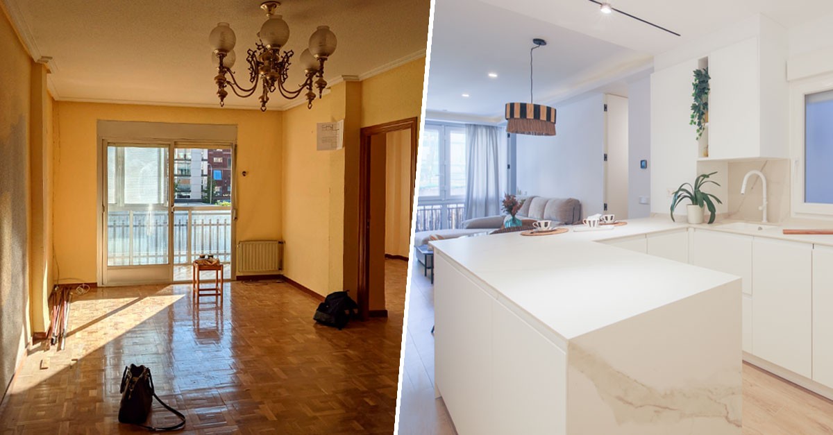 troca de piso apartamento antigo antes e depois