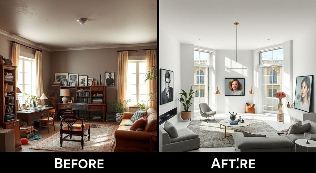 troca de piso apartamento antigo antes e depois