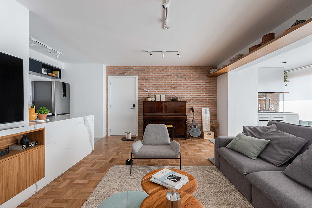 reforma de apartamento antigo com tijolinho aparente